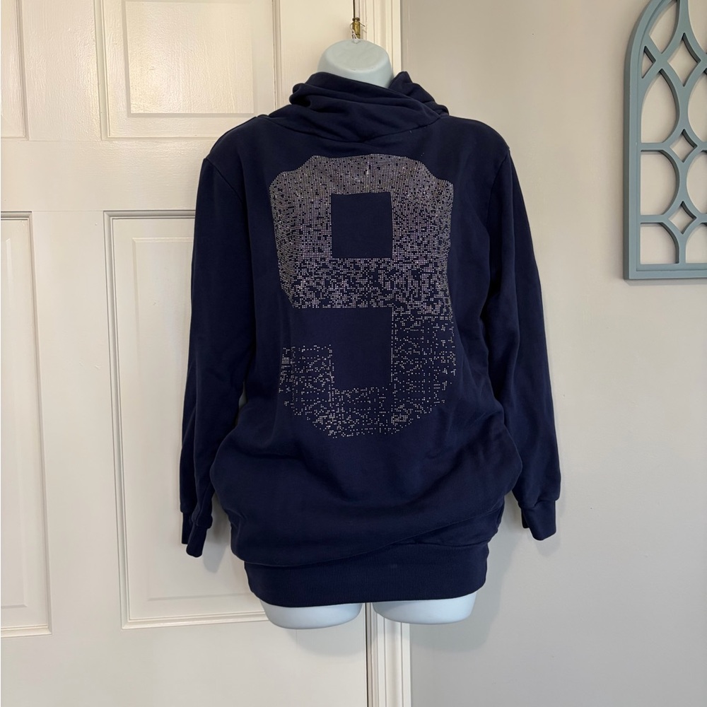 Women's Navy Pullover Hoodie with Large '9' Graphic - Picture 1 of 6